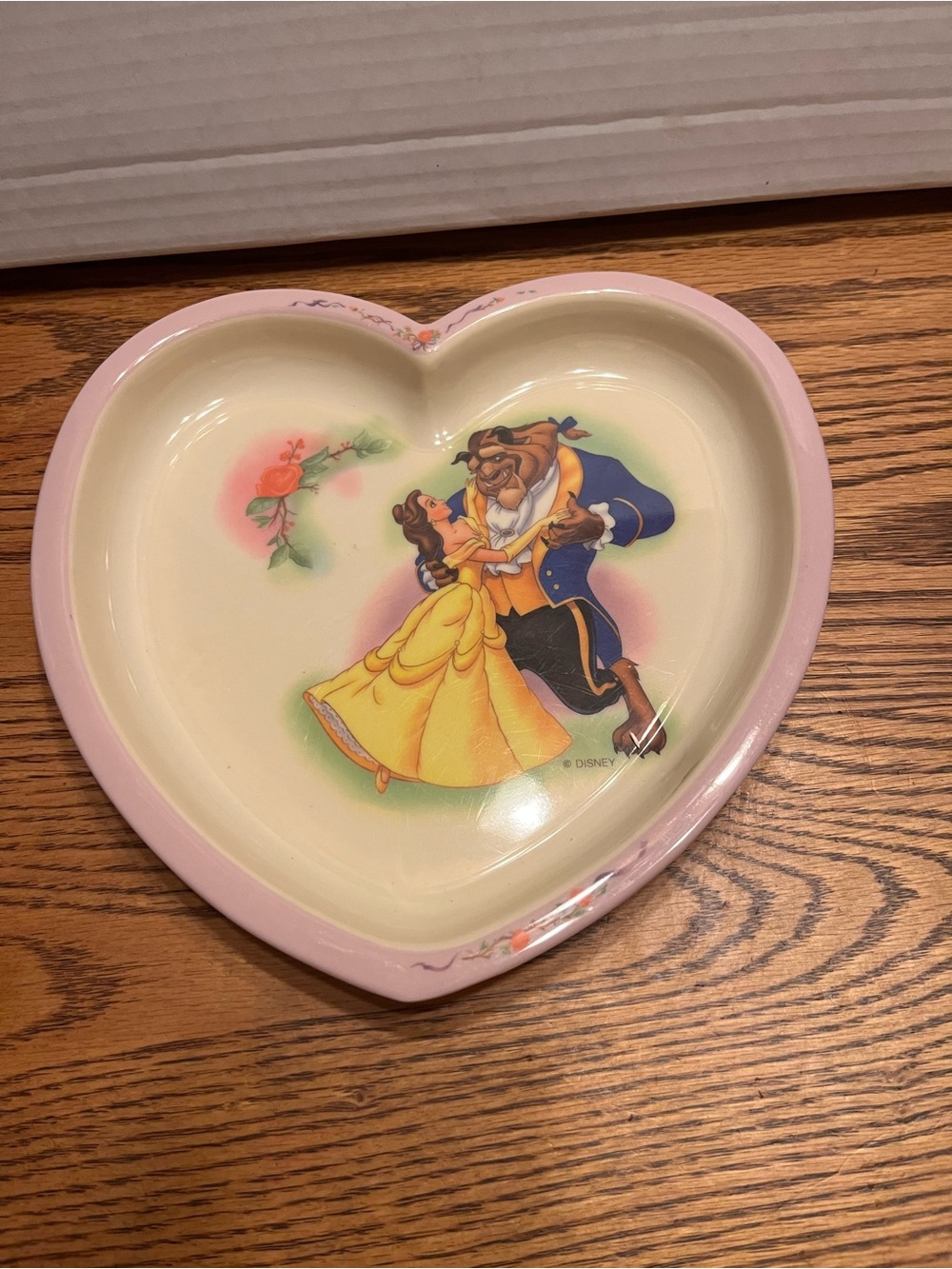 Vintage disney beauty and the beast heart shaped plate.